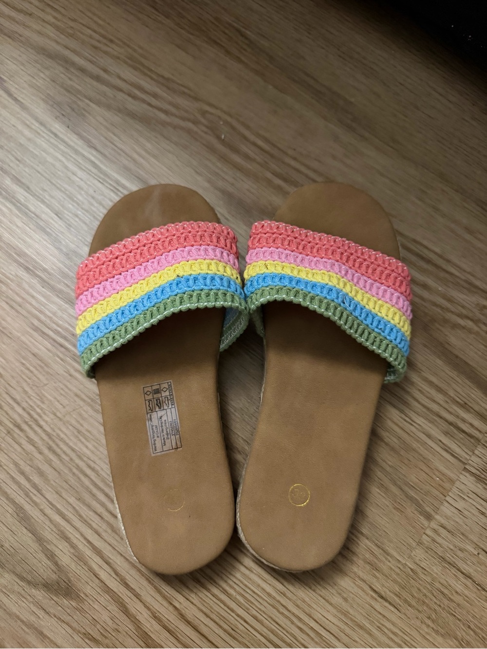 Women’s Multicolor Crochet Slide Sandals - Pastel Stripe